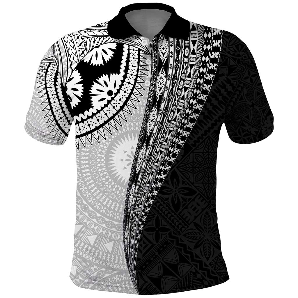 Fijian Masi Tattoos Polo Shirt with Tapa Tribal Pattern LT03 White - Polynesian Pride