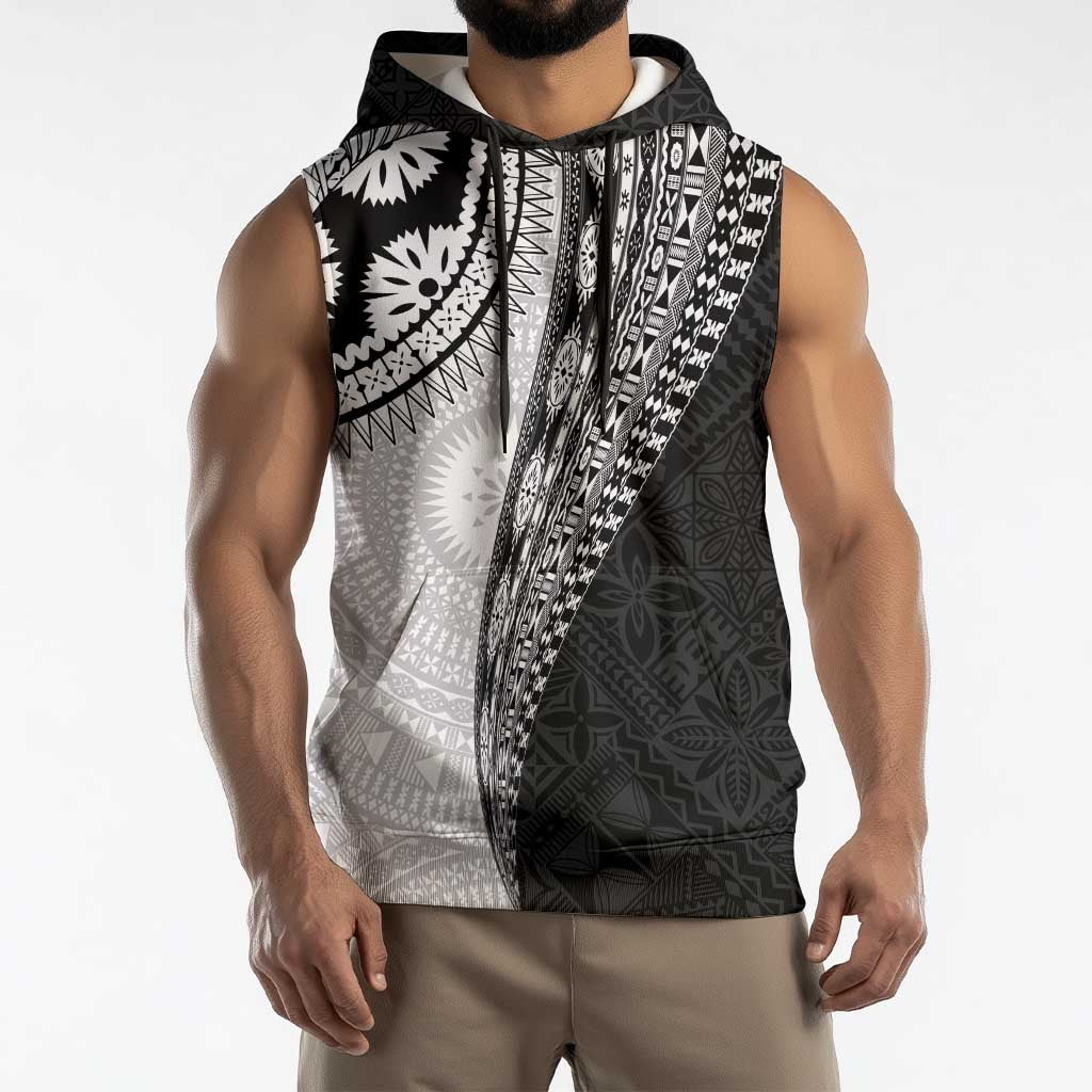 Fijian Masi Tattoos Sleeveless Hoodie with Tapa Tribal Pattern - Polynesian Pride