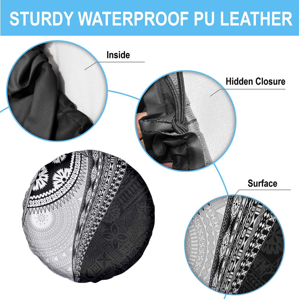 Fijian Masi Tattoos Spare Tire Cover with Tapa Tribal Pattern - Polynesian Pride