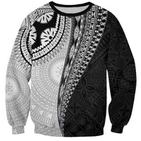 Fijian Masi Tattoos Sweatshirt with Tapa Tribal Pattern LT03 Unisex White - Polynesian Pride