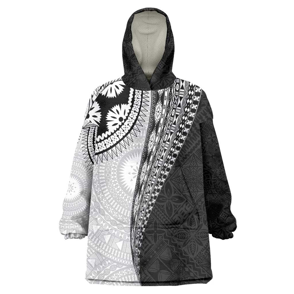 Fijian Masi Tattoos Wearable Blanket Hoodie with Tapa Tribal Pattern - Polynesian Pride