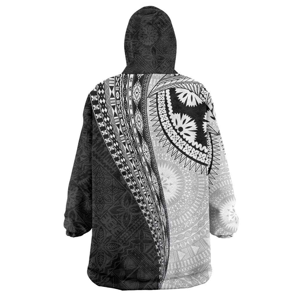 Fijian Masi Tattoos Wearable Blanket Hoodie with Tapa Tribal Pattern - Polynesian Pride