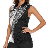 Fijian Masi Tattoos Women Sleeveless Polo Shirt with Tapa Tribal Pattern LT03 - Polynesian Pride