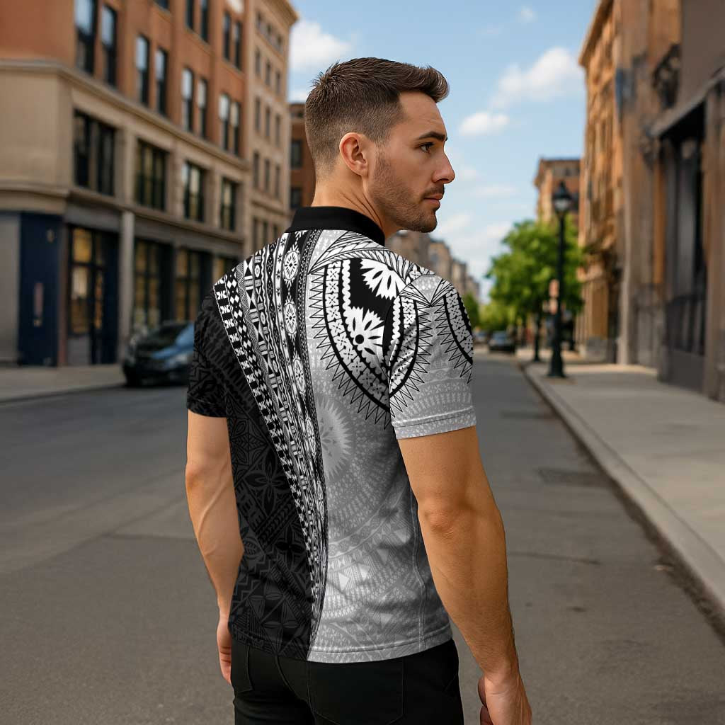 Fijian Masi Tattoos Zipper Polo Shirt with Tapa Tribal Pattern LT03 - Polynesian Pride
