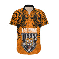 PNG Lae Snax Tigers Rugby Hawaiian Shirt The Tigers Head and PNG Bird Polynesian Tattoo LT03 Orange - Polynesian Pride