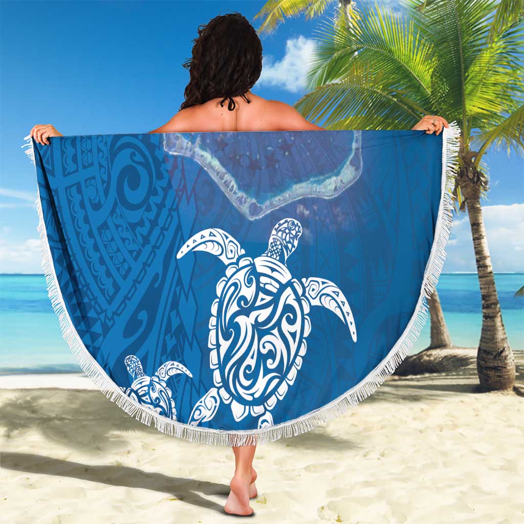 Cook Islands Manihiki Atoll Beach Blanket Maori Turtle and Polynesian Pattern