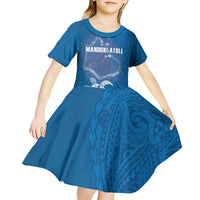 Cook Islands Manihiki Atoll Kid Short Sleeve Dress Maori Turtle and Polynesian Pattern LT03 - Polynesian Pride
