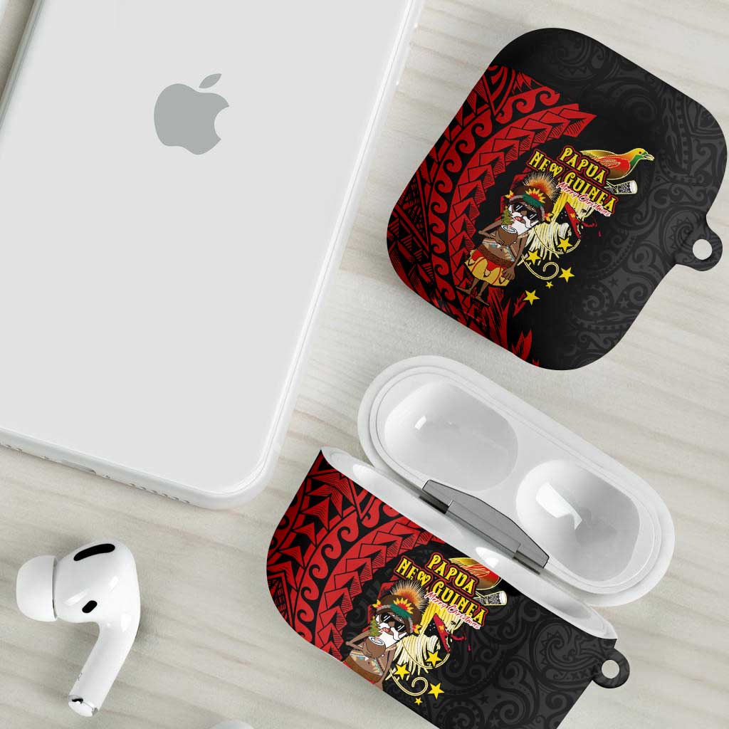 Papua New Guinea Christmas AirPods Case Funny Melanesian Santa with Bird-of-paradise Tribal Style - Polynesian Pride