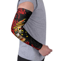 Papua New Guinea Christmas Arm Sleeves Funny Melanesian Santa with Bird-of-paradise Tribal Style - Polynesian Pride
