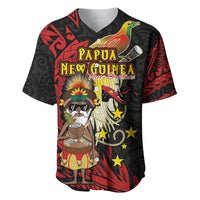 Papua New Guinea Christmas Baseball Jersey Funny Melanesian Santa with Bird-of-paradise Tribal Style - Polynesian Pride
