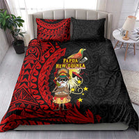 Papua New Guinea Christmas Bedding Set Funny Melanesian Santa with Bird-of-paradise Tribal Style - Polynesian Pride