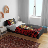 Papua New Guinea Christmas Bedding Set Funny Melanesian Santa with Bird-of-paradise Tribal Style - Polynesian Pride