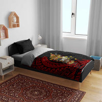 Papua New Guinea Christmas Bedding Set Funny Melanesian Santa with Bird-of-paradise Tribal Style - Polynesian Pride