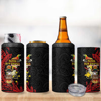 Papua New Guinea Christmas 4 in 1 Can Cooler Tumbler Funny Melanesian Santa with Bird-of-paradise Tribal Style - Polynesian Pride