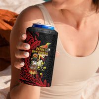 Papua New Guinea Christmas 4 in 1 Can Cooler Tumbler Funny Melanesian Santa with Bird-of-paradise Tribal Style - Polynesian Pride
