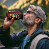 Papua New Guinea Christmas 4 in 1 Can Cooler Tumbler Funny Melanesian Santa with Bird-of-paradise Tribal Style - Polynesian Pride