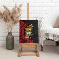 Papua New Guinea Christmas Canvas Wall Art Funny Melanesian Santa with Bird-of-paradise Tribal Style - Polynesian Pride