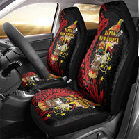 Papua New Guinea Christmas Car Seat Cover Funny Melanesian Santa with Bird-of-paradise Tribal Style - Polynesian Pride