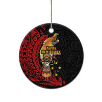 Papua New Guinea Christmas Ceramic Ornament Funny Melanesian Santa with Bird-of-paradise Tribal Style - Polynesian Pride