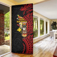 Papua New Guinea Christmas Door Cover Funny Melanesian Santa with Bird-of-paradise Tribal Style - Polynesian Pride