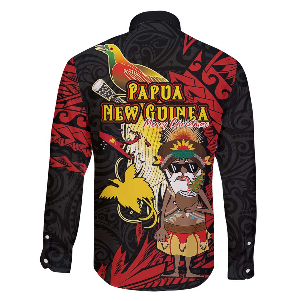 Papua New Guinea Christmas Family Matching Puletasi and Hawaiian Shirt Funny Melanesian Santa with Bird-of-paradise Tribal Style - Polynesian Pride