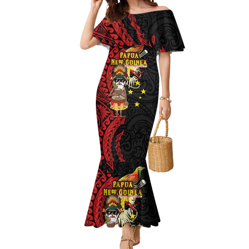 Papua New Guinea Christmas Mermaid Dress Funny Melanesian Santa with Bird-of-paradise Tribal Style - Polynesian Pride