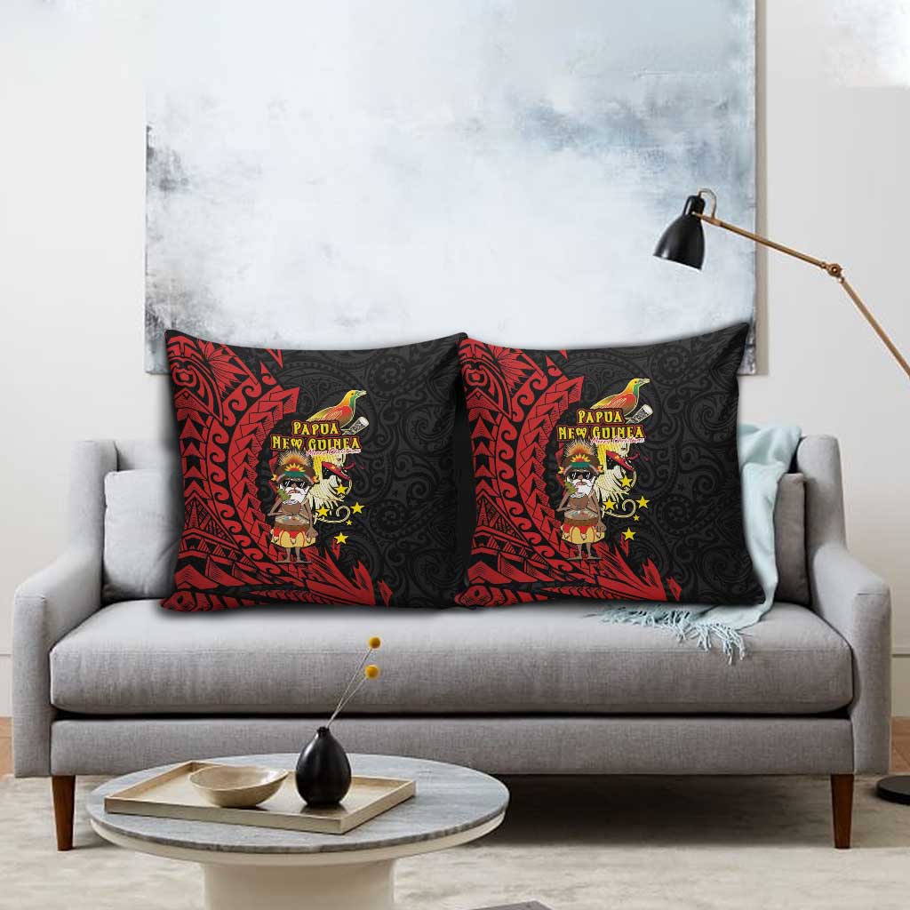 Papua New Guinea Christmas Pillow Cover Funny Melanesian Santa with Bird-of-paradise Tribal Style - Polynesian Pride