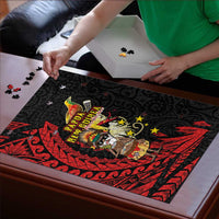 Papua New Guinea Christmas Puzzle Funny Melanesian Santa with Bird-of-paradise Tribal Style - Polynesian Pride