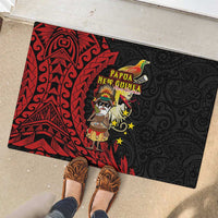 Papua New Guinea Christmas Rubber Doormat Funny Melanesian Santa with Bird-of-paradise Tribal Style - Polynesian Pride