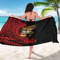 Papua New Guinea Christmas Sarong Funny Melanesian Santa with Bird-of-paradise Tribal Style - Polynesian Pride