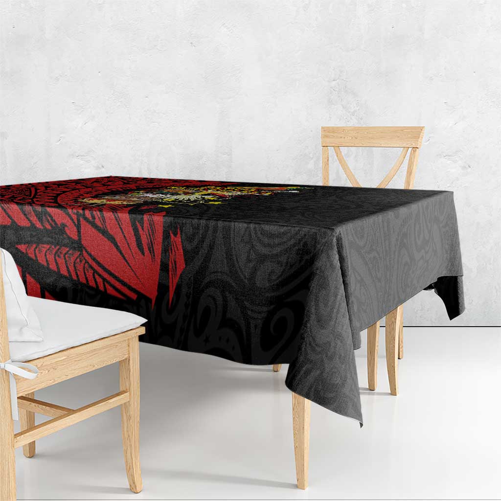 Papua New Guinea Christmas Tablecloth Funny Melanesian Santa with Bird-of-paradise Tribal Style - Polynesian Pride