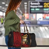 Papua New Guinea Christmas Travel Bag Funny Melanesian Santa with Bird-of-paradise Tribal Style - Polynesian Pride