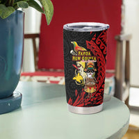 Papua New Guinea Christmas Tumbler Cup Funny Melanesian Santa with Bird-of-paradise Tribal Style - Polynesian Pride