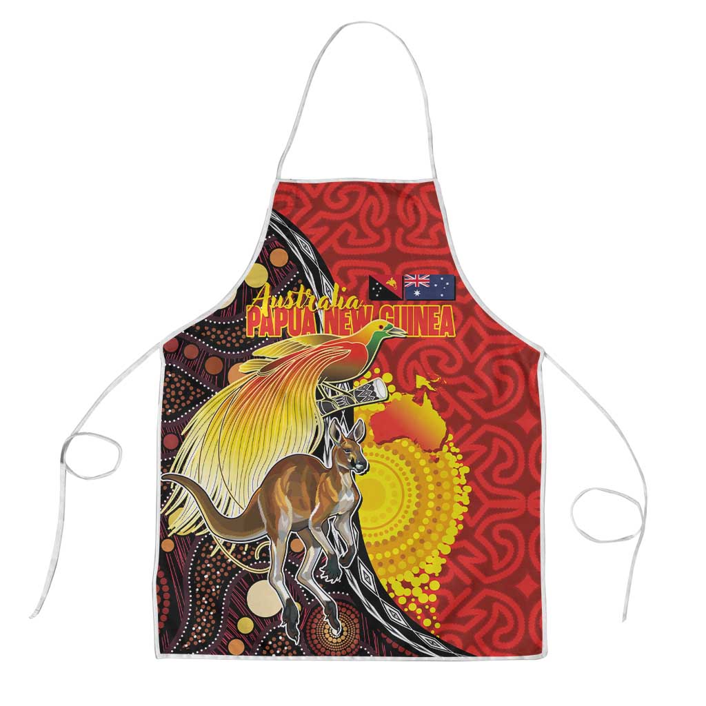 Australia and Papua New Guinea Together Apron Bird-of-paradise and Kangaroo with Oro Tapa and Aboriginal Art Motifs - Polynesian Pride