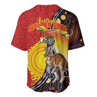 Australia and Papua New Guinea Together Baseball Jersey Bird-of-paradise and Kangaroo with Oro Tapa and Aboriginal Art Motifs - Polynesian Pride
