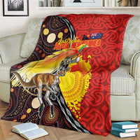 Australia and Papua New Guinea Together Blanket Bird-of-paradise and Kangaroo with Oro Tapa and Aboriginal Art Motifs - Polynesian Pride