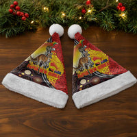 Australia and Papua New Guinea Together Christmas Santa Hat Bird-of-paradise and Kangaroo with Oro Tapa and Aboriginal Art Motifs - Polynesian Pride