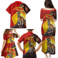 Australia and Papua New Guinea Together Family Matching Puletasi and Hawaiian Shirt Bird-of-paradise and Kangaroo with Oro Tapa and Aboriginal Art Motifs LT03 - Polynesian Pride