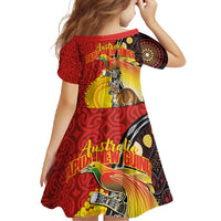 Australia and Papua New Guinea Together Family Matching Summer Maxi Dress and Hawaiian Shirt Bird-of-paradise and Kangaroo with Oro Tapa and Aboriginal Art Motifs LT03 - Polynesian Pride