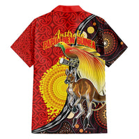Australia and Papua New Guinea Together Family Matching Summer Maxi Dress and Hawaiian Shirt Bird-of-paradise and Kangaroo with Oro Tapa and Aboriginal Art Motifs LT03 - Polynesian Pride