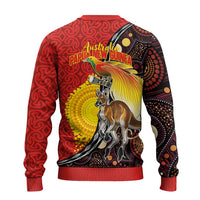 Australia and Papua New Guinea Together Ugly Christmas Sweater Bird-of-paradise and Kangaroo with Oro Tapa and Aboriginal Art Motifs - Polynesian Pride