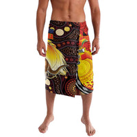 Australia and Papua New Guinea Together Lavalava Bird-of-paradise and Kangaroo with Oro Tapa and Aboriginal Art Motifs LT03 Black - Polynesian Pride