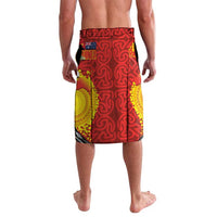 Australia and Papua New Guinea Together Lavalava Bird-of-paradise and Kangaroo with Oro Tapa and Aboriginal Art Motifs LT03 - Polynesian Pride
