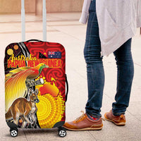 Australia and Papua New Guinea Together Luggage Cover Bird-of-paradise and Kangaroo with Oro Tapa and Aboriginal Art Motifs - Polynesian Pride