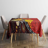 Australia and Papua New Guinea Together Tablecloth Bird-of-paradise and Kangaroo with Oro Tapa and Aboriginal Art Motifs - Polynesian Pride