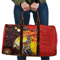 Australia and Papua New Guinea Together Travel Bag Bird-of-paradise and Kangaroo with Oro Tapa and Aboriginal Art Motifs - Polynesian Pride