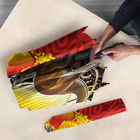 Australia and Papua New Guinea Together Umbrella Bird-of-paradise and Kangaroo with Oro Tapa and Aboriginal Art Motifs - Polynesian Pride