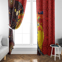 Australia and Papua New Guinea Together Window Curtain Bird-of-paradise and Kangaroo with Oro Tapa and Aboriginal Art Motifs - Polynesian Pride
