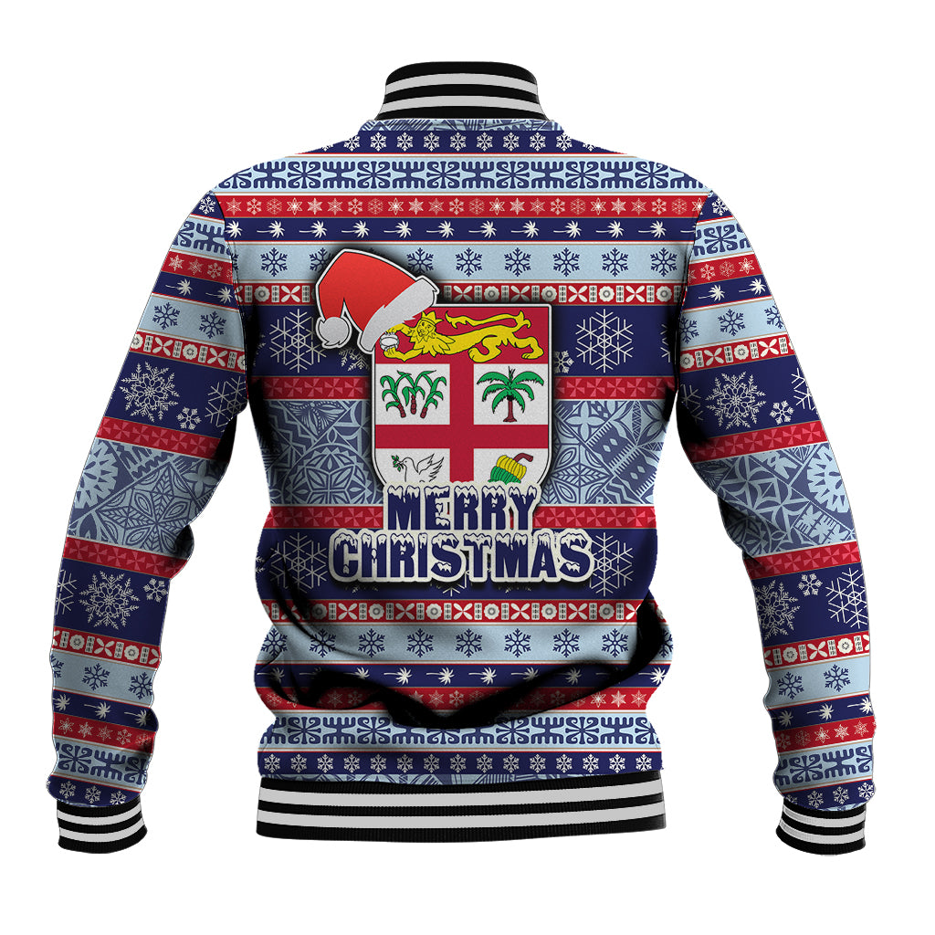 Fiji Christmas Baseball Jacket Fijian Santa and Coat of Arms Mix Tapa Pattern Striped Style LT03 - Polynesian Pride