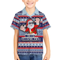 fiji-christmas-kid-hawaiian-shirt-fijian-santa-and-coat-of-arms-mix-tapa-pattern-striped-style